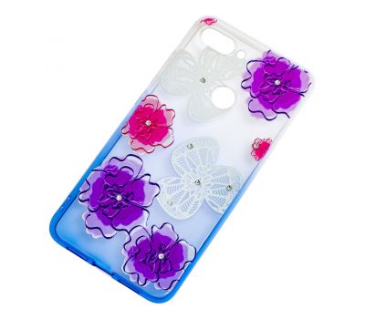 Чохол для Xiaomi Mi 8 Lite Glamour ambre фіолетові "квіти" 598781