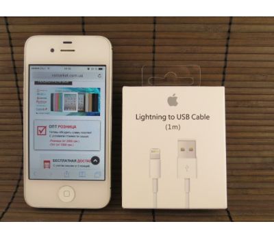 Кабель USB iPhone 5 1m белый (paper box)