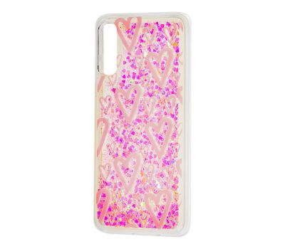 Чохол для Samsung Galaxy A70 (A705) Блискучі вода "рожеві серця" 623177