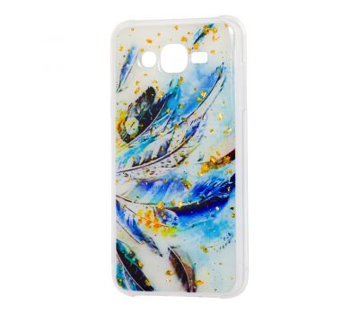Чохол для Samsung Galaxy J7 (J700) Art confetti "пір'я"