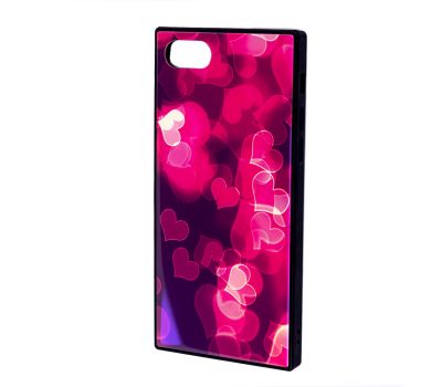 Чохол YCT для iPhone 7/8 прямокутний рожевий "серця" 633754