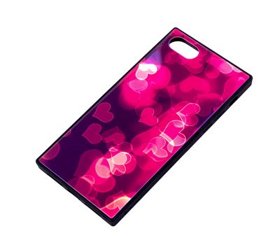 Чохол YCT для iPhone 7/8 прямокутний рожевий "серця" 633755