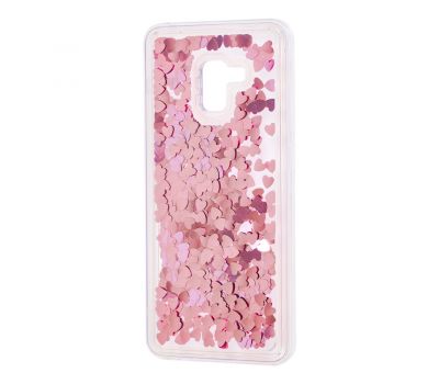 Чохол для Samsung Galaxy A8+ 2018 (A730) Блиск вода "серця" рожевий