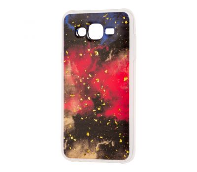 Чохол для Samsung Galaxy J7 (J700) Art confetti "темно-червоний"