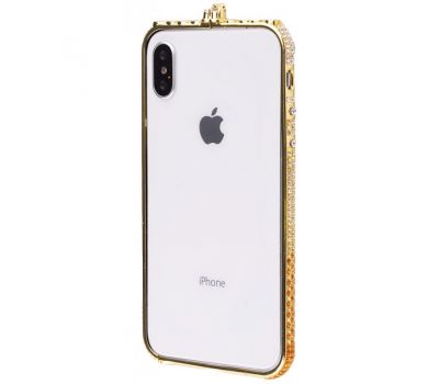 Бампер для iPhone X Crystal Swarovski золото