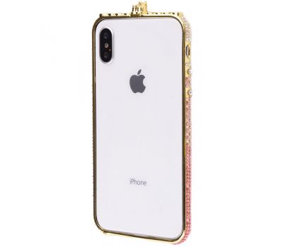 Бампер для iPhone X Crystal Swarovski золото-рожевий
