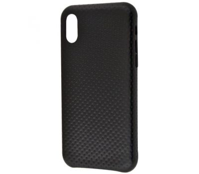 Чохол Natural leather для iPhone X / Xs чорний perfo 660529