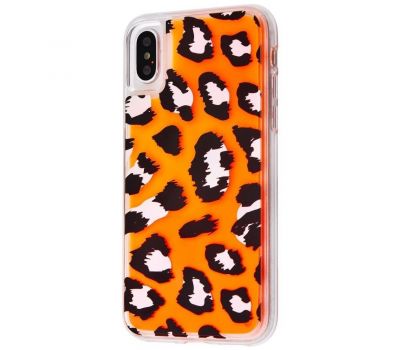 Чохол Neon пісок для iPhone X / Xs помаранчевий "леопард" 660081