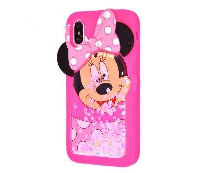 Чохол для iPhone X Disney Minnie Mouse фуксія з блискітками
