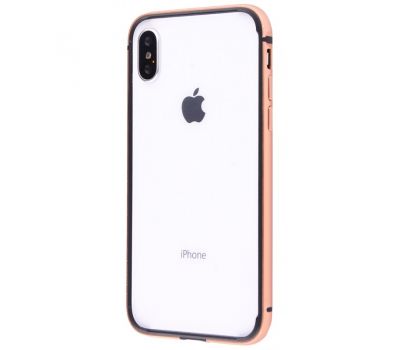 Бампер для iPhone X Evoque Metal рожевий/золото