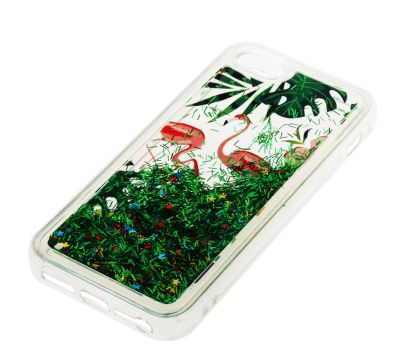 Чохол для iPhone 5 Pepper блискітки вода зелений "фламінго" 663907