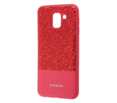 Чохол для Samsung Galaxy J6 2018 (J600) Leather + Shining червоний