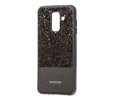 Чохол для Samsung Galaxy A6+ 2018 (A605) Leather + Shining чорний