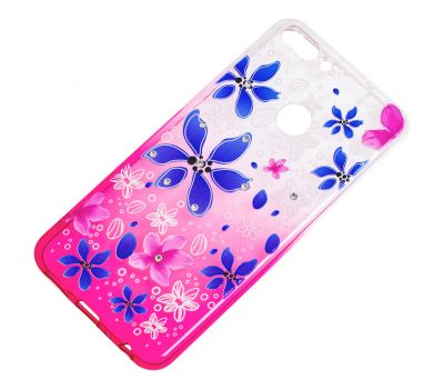 Чохол для Huawei P Smart Glamour ambre рожевий "квіти" 686614