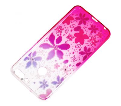 Чохол для Huawei P Smart Glamour ambre рожевий "квіти" 686615