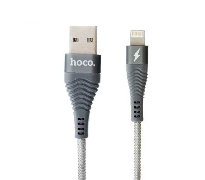 Кабель USB Hoco U32 Steel Braided Lightning 2.4A (1.2m) серый