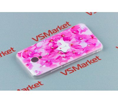Чохол для Meizu M5 силіконовий з малюнком малинові квіти 70352