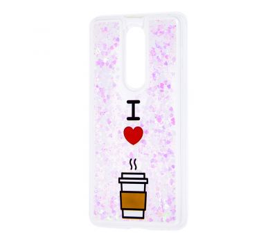 Чохол для Meizu M8 Note Блискучі вода світло-рожевий "я люблю каву"