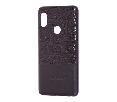 Чохол для Xiaomi Redmi Note 6 Pro Leather + блискітки чорний
