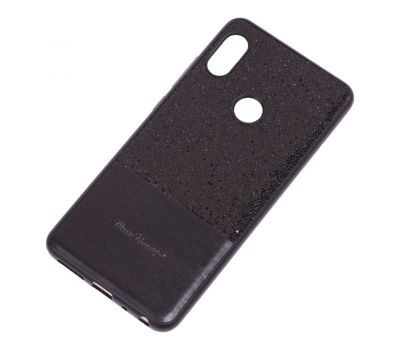 Чохол для Xiaomi Redmi Note 6 Pro Leather + блискітки чорний 728223