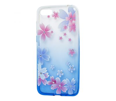 Чохол для Huawei Y5 2018 Glamour ambre синій "квіти"