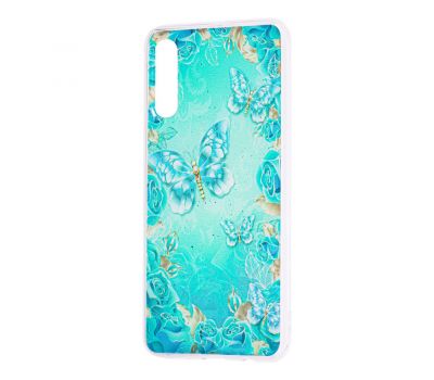 Чохол для Samsung Galaxy A50 / A50s / A30s Flowers Confetti "метелик" бірюзовий