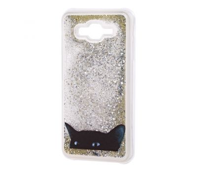 Чохол для Samsung Galaxy J7 (J700) сріблястий "чорний кіт"