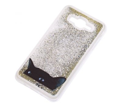 Чохол для Samsung Galaxy J7 (J700) сріблястий "чорний кіт" 743112