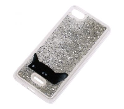Чохол для Xiaomi Redmi 6A Блискучі вода сріблястий "чорний кіт" 758294