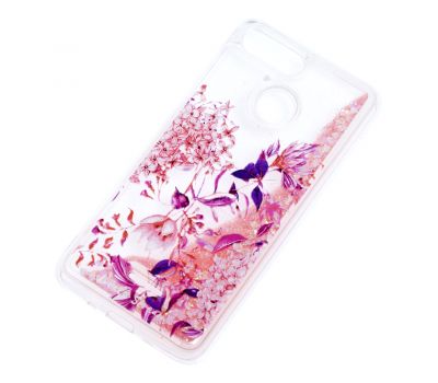 Чохол для Xiaomi Redmi 6 Блискучі вода рожевий "рожево-фіолетові квіти" 767159