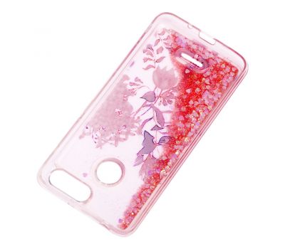 Чохол для Xiaomi Redmi 6 Блискучі вода рожевий "рожево-фіолетові квіти" 767160