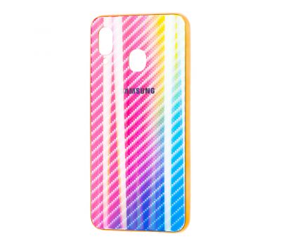 Чохол для Samsung Galaxy A20/A30 Carbon Gradient Hologram рожевий