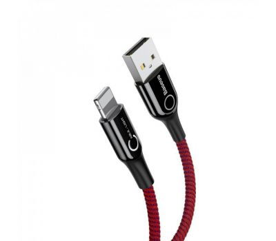 Кабель USB Baseus C-Shaped Light Intelligent Power-Off Lightning 2.4A 1m красный