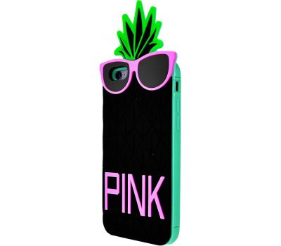 3D чохол pink для iPhone 6 чорний ананас 900320