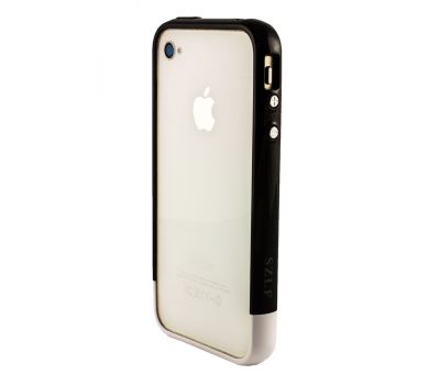 Бампер для iPhone 4 SZLF чорний/білий