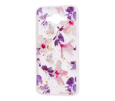 Чохол для Samsung Galaxy J7 (J700) Flowers Confetti "китайська фіолетова троянда"