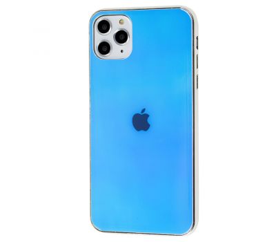 Чохол для iPhone 11 Pro Max Rainbow glass з лого блакитним