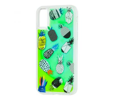Чохол для iPhone X / Xs "Neon пісок" зелений "ананас" 950831