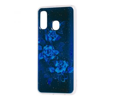 Чохол для Samsung Galaxy A40 (A405) Flowers Confetti "троянда" синій