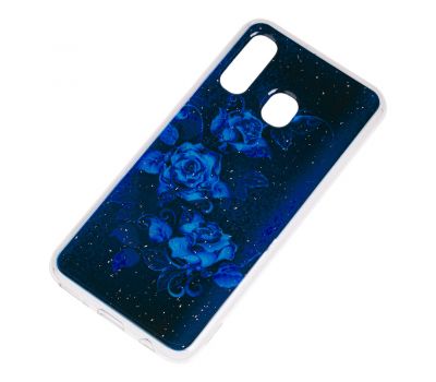 Чохол для Samsung Galaxy A40 (A405) Flowers Confetti "троянда" синій 965000