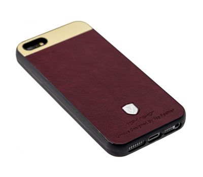 Чохол Top-V для iPhone 5 шкіра з металевою вставкою бордовий 985539